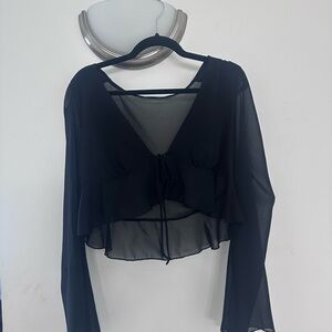 SHEIN Black Sheer Blouse